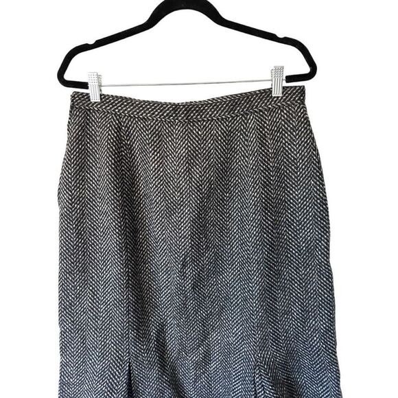 St. Michael Brown Black 100% Wool Pleated Midi Skirt Size 14/16 XL - Picture 8 of 16